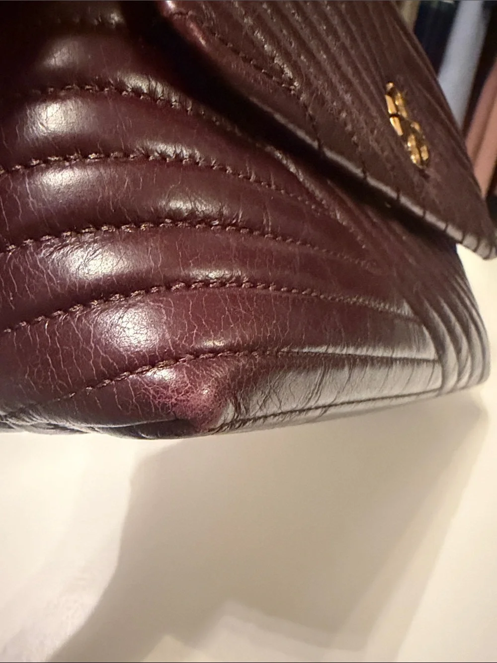 Tory Burch Kira Burgundy Quilted Leather Flap Crossbody/ Shoulder Bag